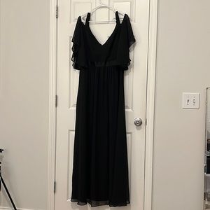 Ever pretty black A-line dress with flutter sleeves.